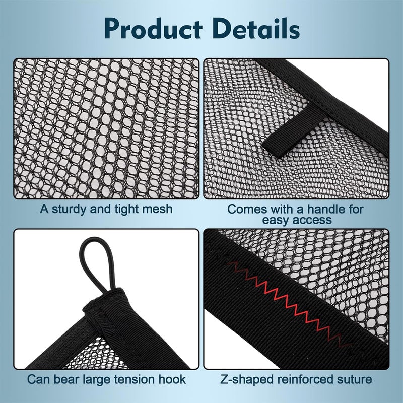 VEHIRIE 2 Pack Small Cargo Net Pocket Storage Mesh Netting Organizer with 8 PCS Mounting Screws for Car RV SUV Camper Boat 15.7 x 13.8 inches - Image 2